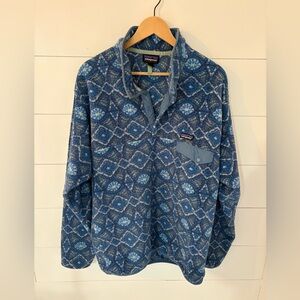Patagonia Synchilla Honeycomb Stone Blue Aztec Snap-T Fleece Pullover